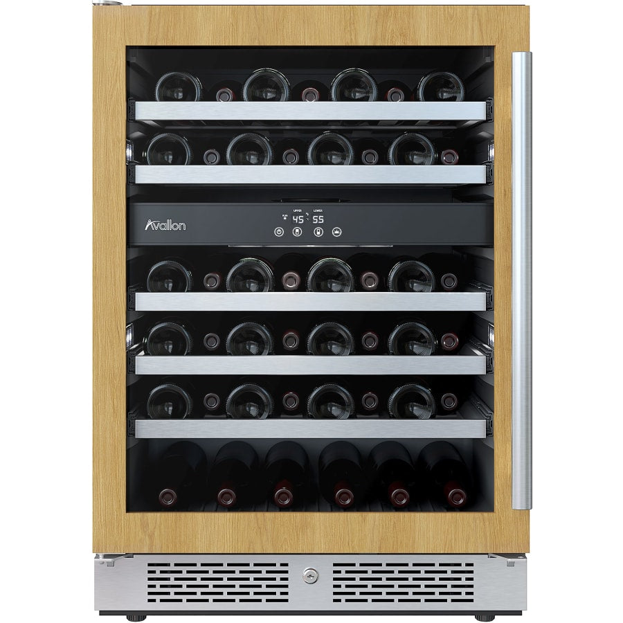 Avallon 24 Inch Wide 45 Bottle Capacity Dual Zone Wine Cooler with Left Swing Door - AWC242DPRGLH