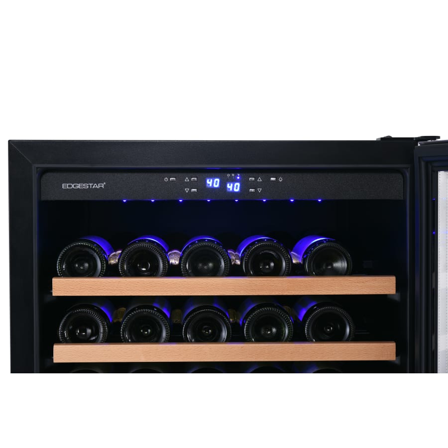 EdgeStar 142 Bottle 24" Built-In or Free Standing Dual Zone Double Door Wine Cooler with LED lighting and Door Lock - CWR1553DD