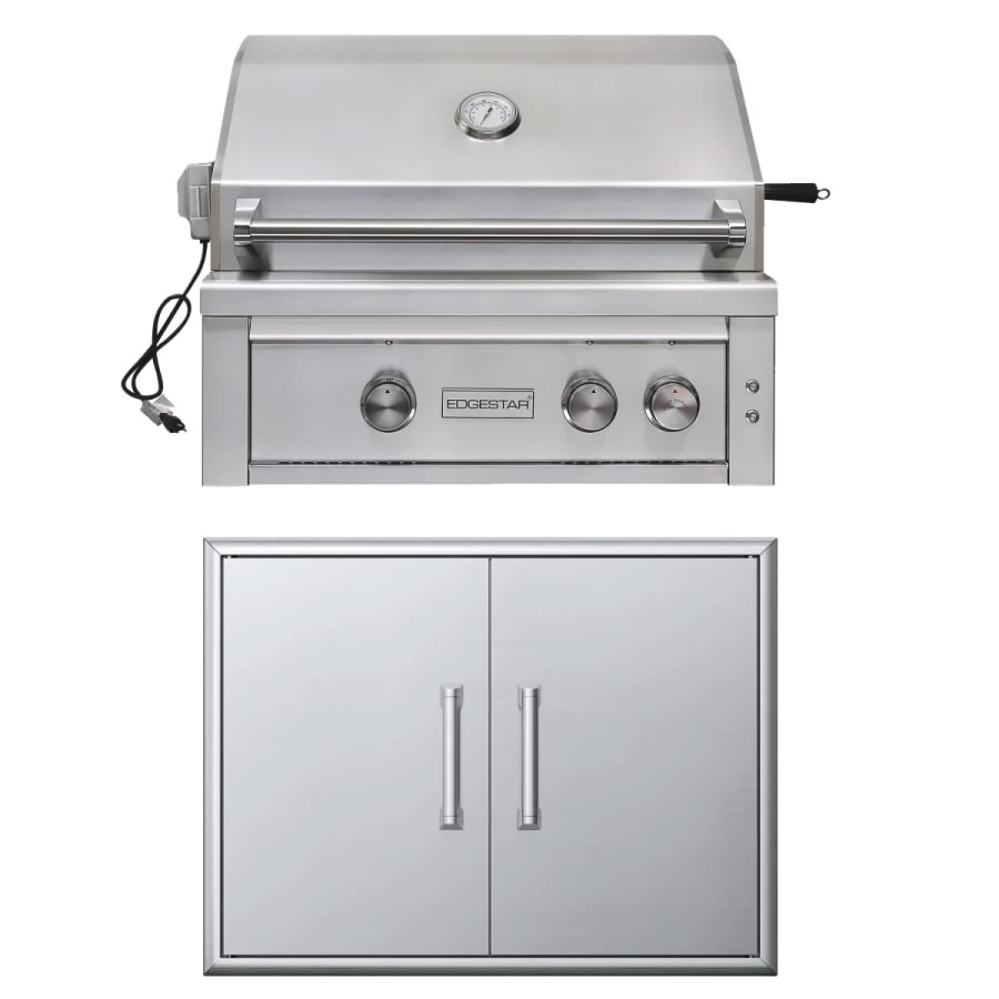 EdgeStar 60000 BTU 30 Inch Wide Liquid Propane Built-In Grill with Insulated Jacket and Double Access Doors - GRL300IBKITLP