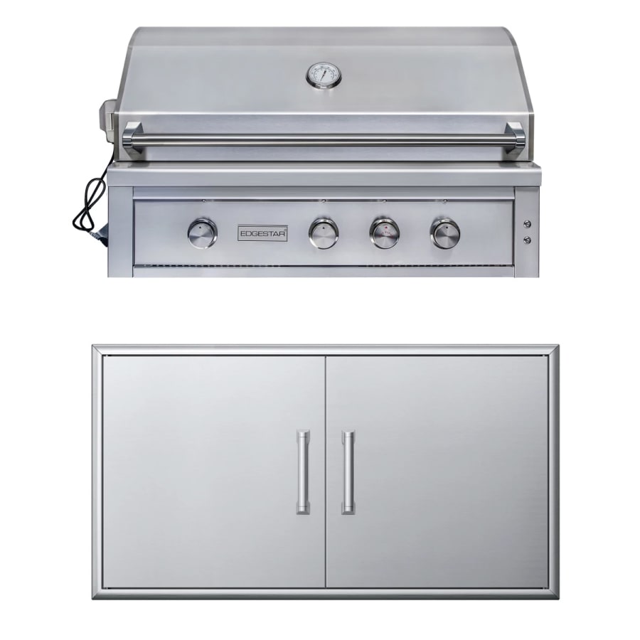 EdgeStar 89000 BTU 42 Inch Wide Natural Gas Built-In Grill with Insulated Jacket and Double Access Doors - GRL420IBKITNG