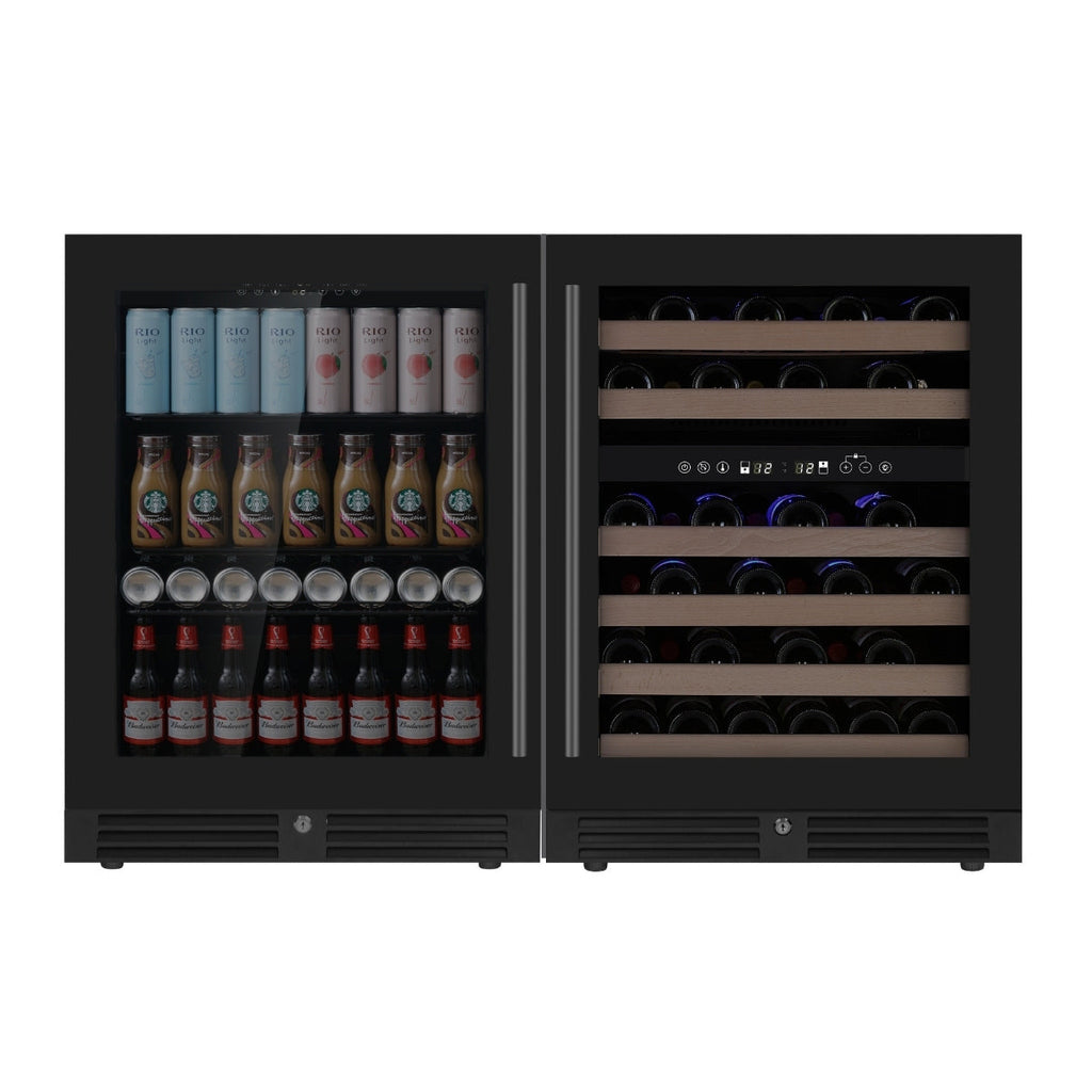 KingsBottle 48" Ultimate Under Bench Wine Fridge and Bar Refrigerator Combo - KBU145BW3