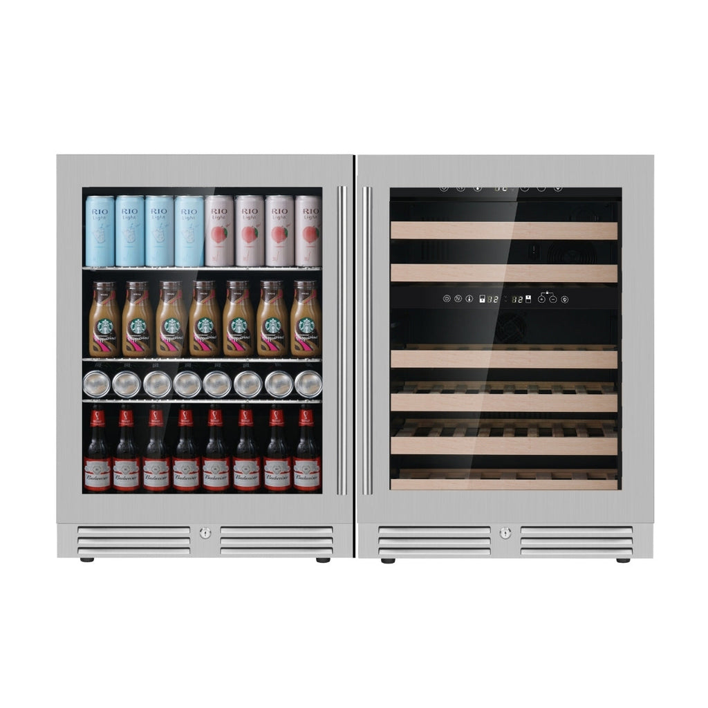 KingsBottle 48" Ultimate Under Bench Wine Fridge and Bar Refrigerator Combo - KBU145BW3