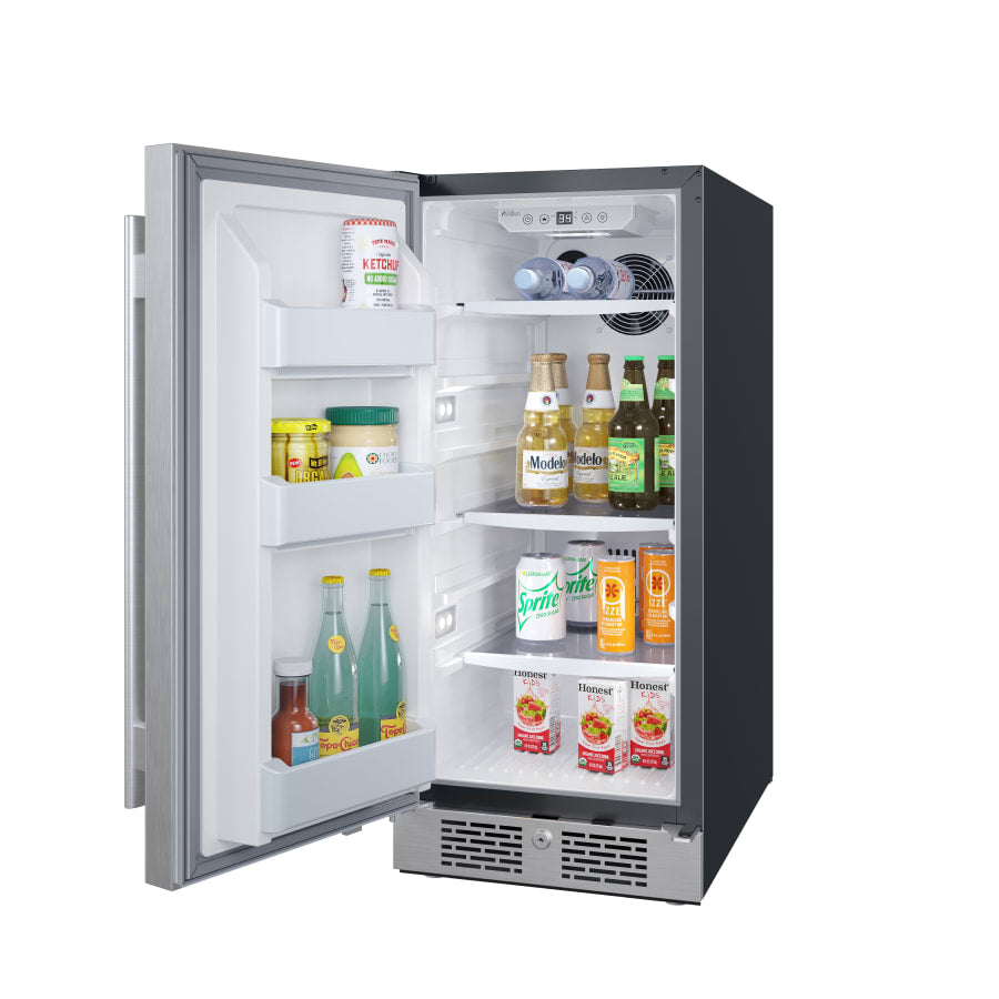 Avallon 15 Inch Wide 3.3 Cu. Ft. Compact Refrigerator with LED Lighting and Left Swing Door - AFR152SSLH