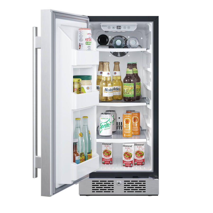 Avallon 15 Inch Wide 3.3 Cu. Ft. Compact Refrigerator with LED Lighting and Left Swing Door - AFR152SSLH