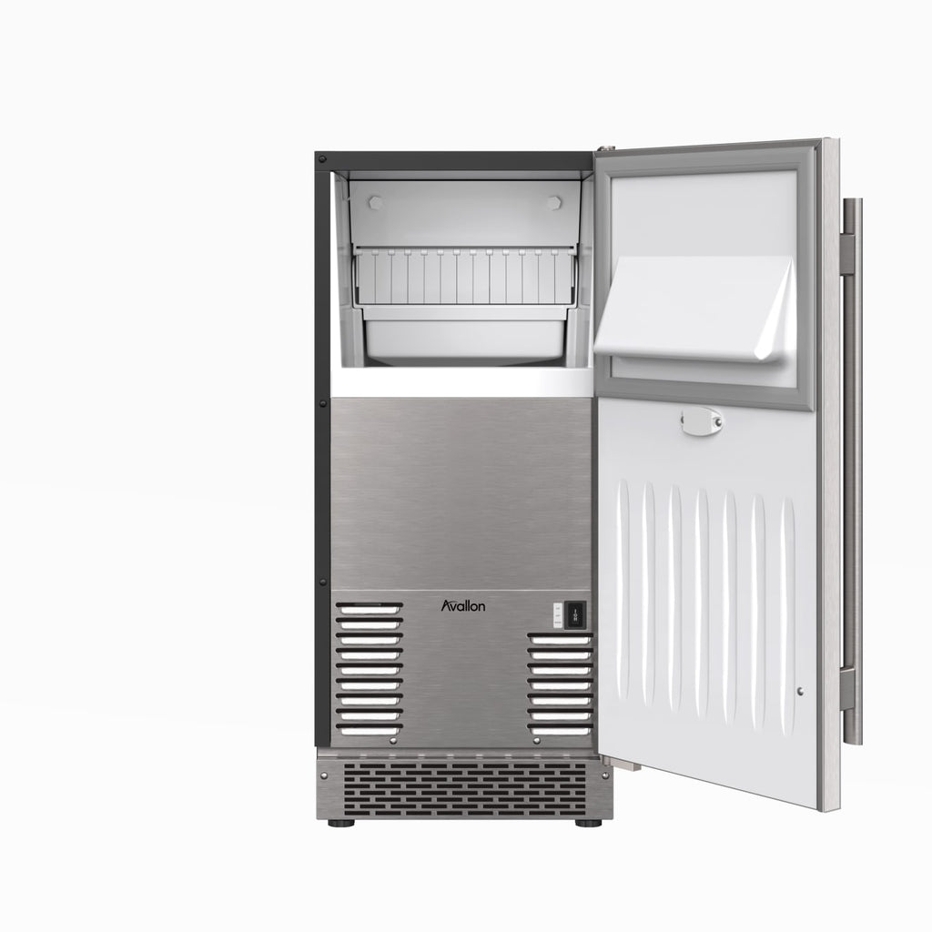 Avallon 15 Inch Wide 26 Lbs. Capacity Built-In and Free Standing Ice Maker with 56 Lbs. Daily Ice Production - AIMG151GSSIRH