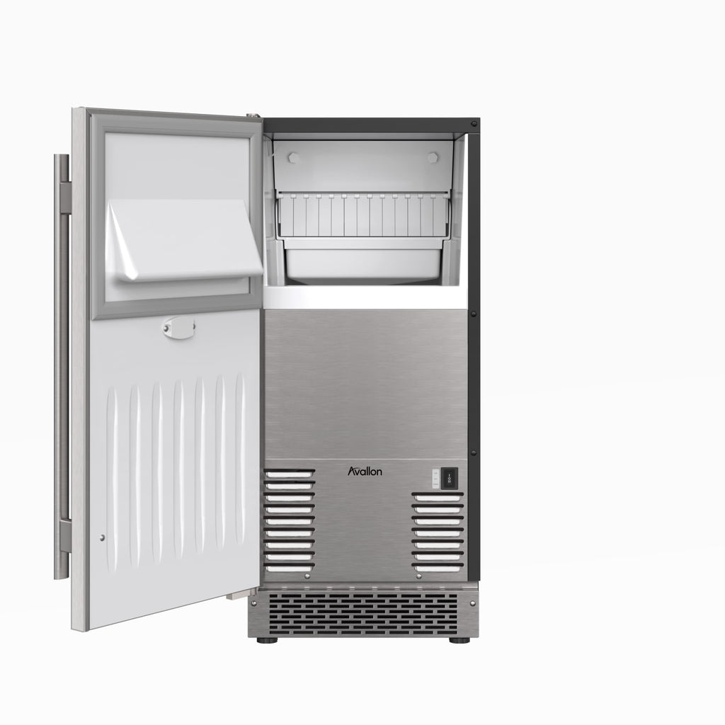 Avallon 15 Inch Wide 26 Lbs. Capacity Built-In and Free Standing Ice Maker with 56 Lbs. Daily Ice Production - AIMG151PSSILH