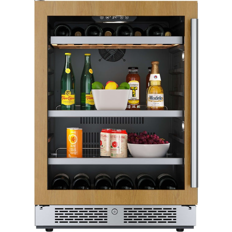 Avallon 24 Inch Wide 14 Bottle Capacity and 82 Can Capacity Panel Ready Wine and Beverage Cooler - AWBC242PRGLH