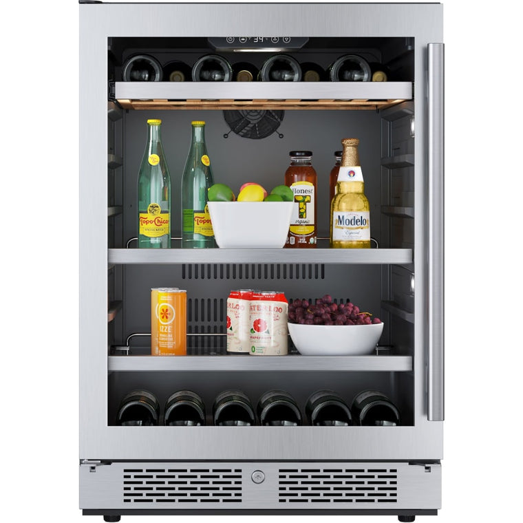 Avallon 24 Inch Wide 14 Bottle Capacity and 82 Can Capacity Panel Ready Wine and Beverage Cooler - AWBC242SGLH