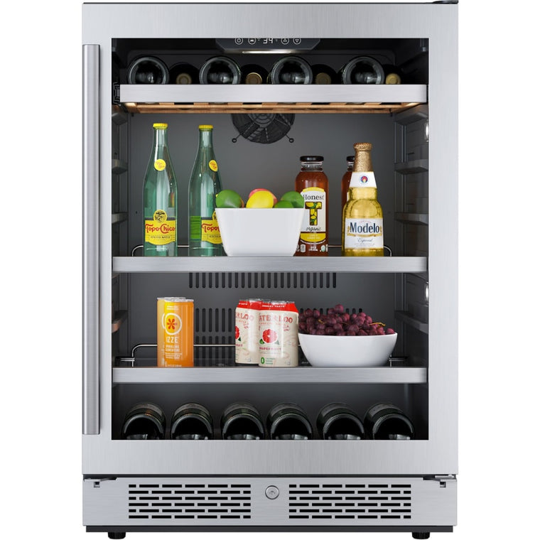 Avallon 24 Inch Wide 14 Bottle Capacity and 82 Can Capacity Panel Ready Wine and Beverage Cooler - AWBC242SGRH