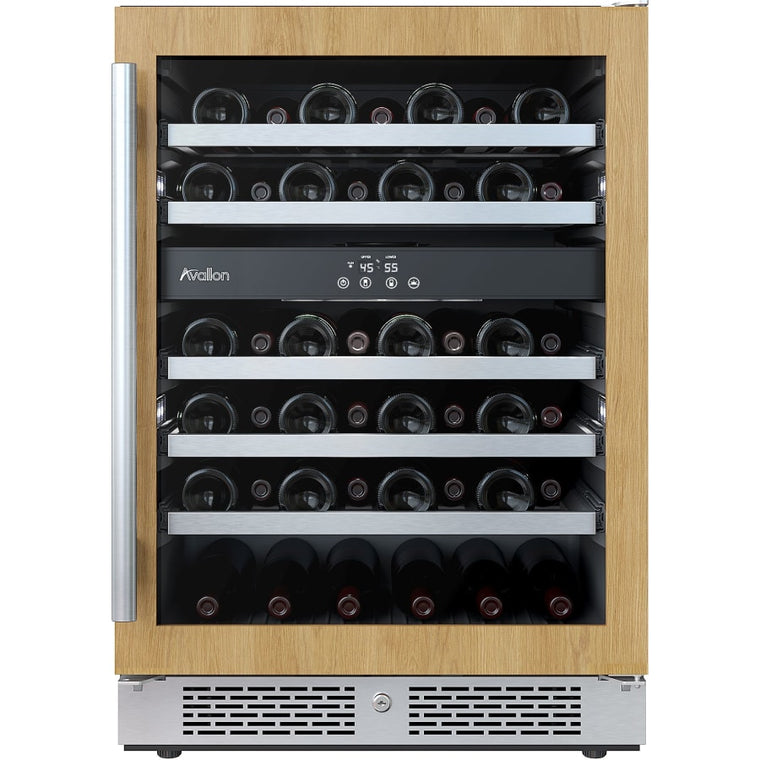 Avallon 24 Inch Wide 45 Bottle Capacity Dual Zone Wine Cooler with Right Swing Door - AWC242DPRGRH