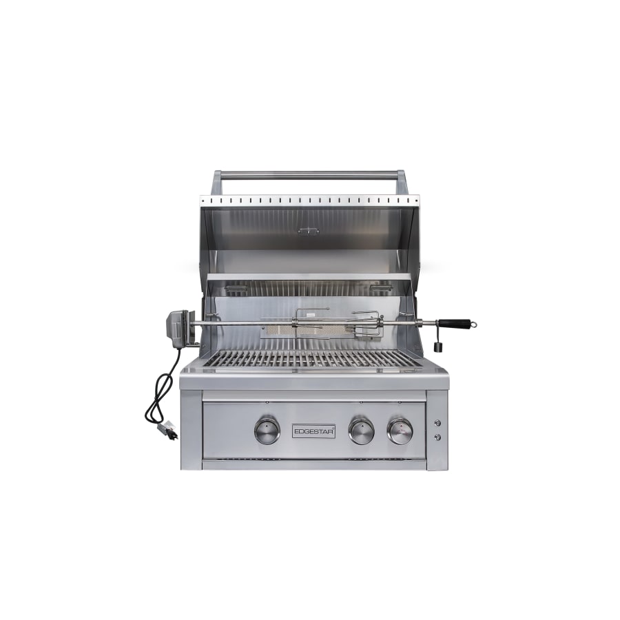 EdgeStar 60000 BTU 30 Inch Wide Liquid Propane Free Standing Grill and Cart with Rotisserie and LED Lighting - GRL300FSLP