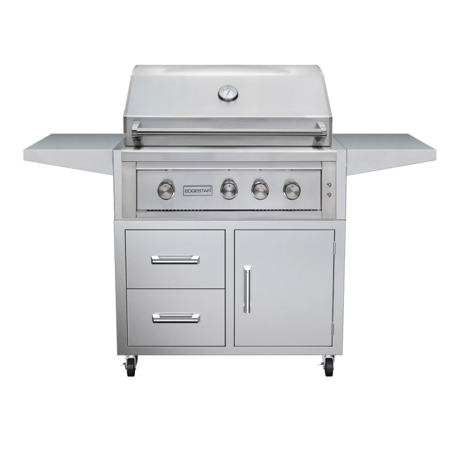 EdgeStar 89000 BTU 36 Inch Wide Natural Gas Free Standing Grill and Cart with Rotisserie and LED Lighting - GRL360FSNG