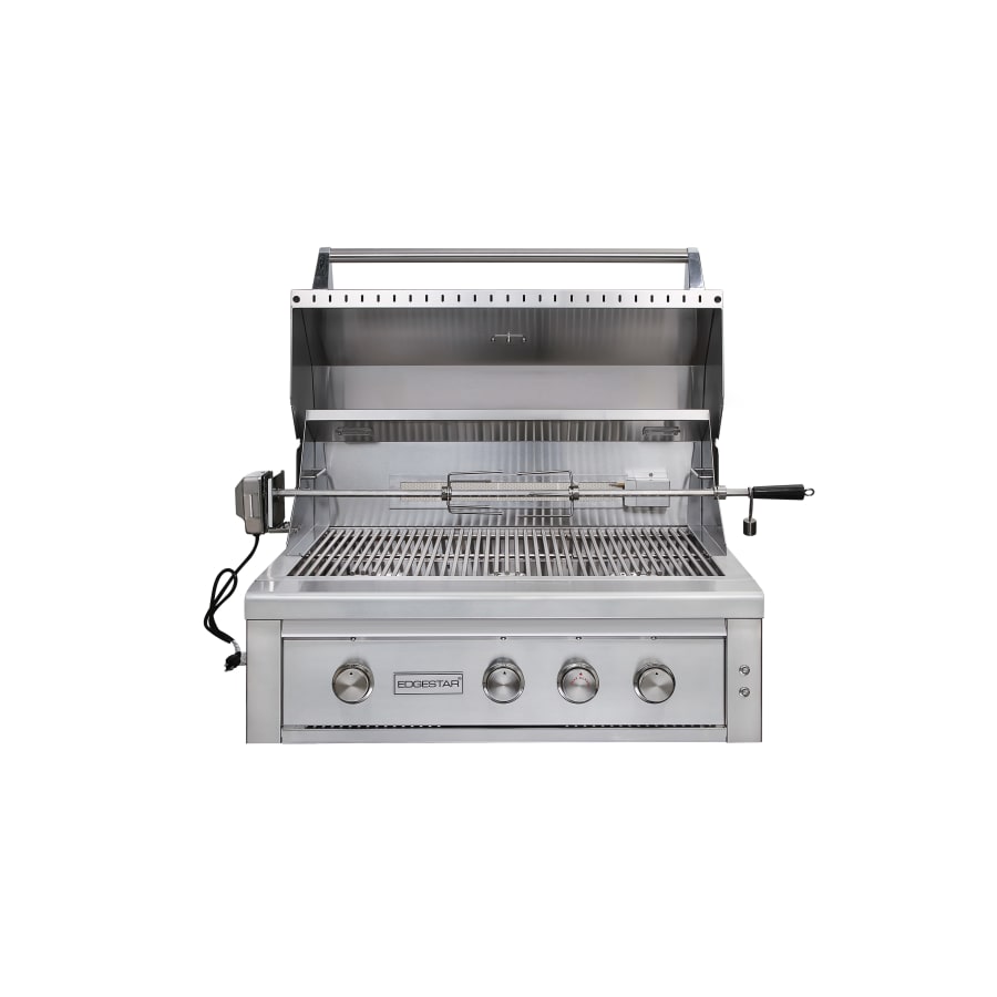 EdgeStar 89000 BTU 36 Inch Wide Natural Gas Free Standing Grill and Cart with Rotisserie and LED Lighting - GRL360FSNG