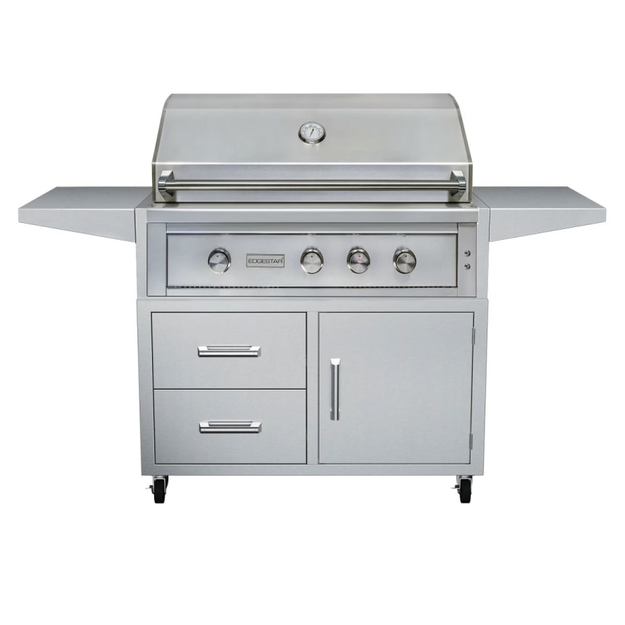 EdgeStar 89000 BTU 42 Inch Wide Natural Gas Free Standing Grill and Cart with Rotisserie and LED Lighting - GRL420FSNG