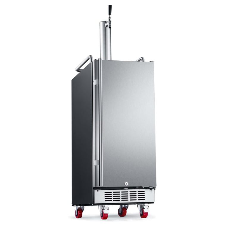 EdgeStar 15 Inch Wide 1 Tap Kegerator with Forced Air Refrigeration and Air Cooled Beer Tower - KC1500BSS