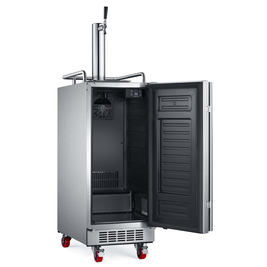 EdgeStar 15 Inch Wide 1 Tap Outdoor Kegerator with Forced Air Refrigeration and Air Cooled Beer Tower - KC1500BSSOD