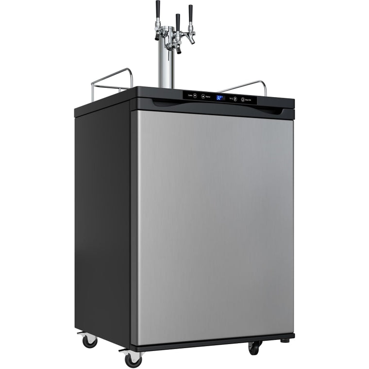 EdgeStar 24 Inch Wide Triple Tap Kegerator with Digital Display for Full Size Kegs - KC3000BSSTRIPB