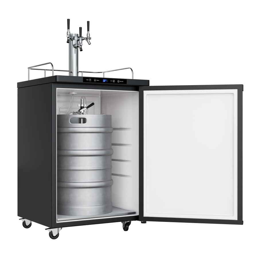 EdgeStar 24 Inch Wide Triple Tap Kegerator with Digital Display for Full Size Kegs - KC3000BSSTRIPB