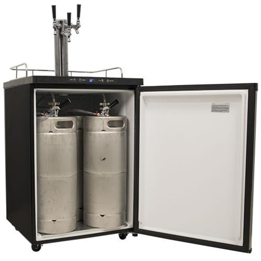 EdgeStar 24 Inch Wide Triple Tap Kegerator with Digital Display for Full Size Kegs - KC3000BSSTRIPB