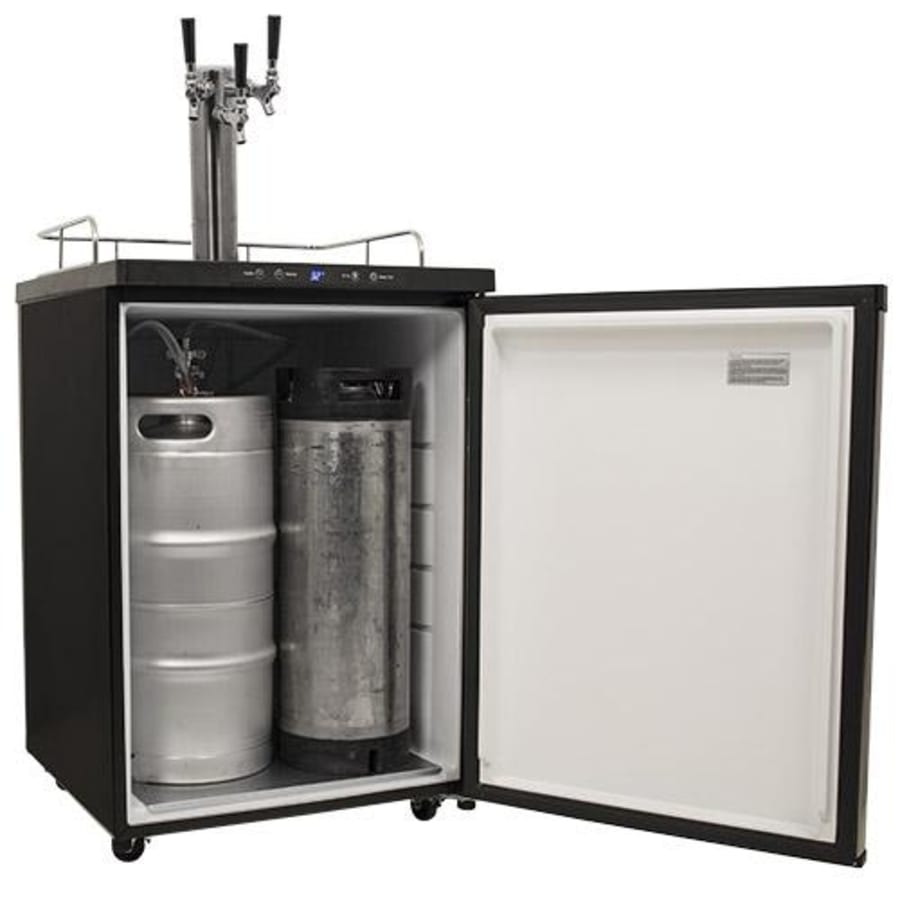 EdgeStar 24 Inch Wide Triple Tap Kegerator with Digital Display for Full Size Kegs - KC3000BSSTRIPB