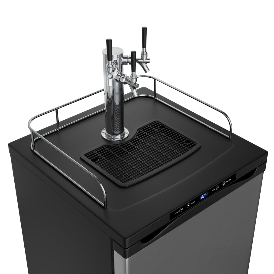 EdgeStar 24 Inch Wide Triple Tap Kegerator with Digital Display for Full Size Kegs - KC3000BSSTRIPB