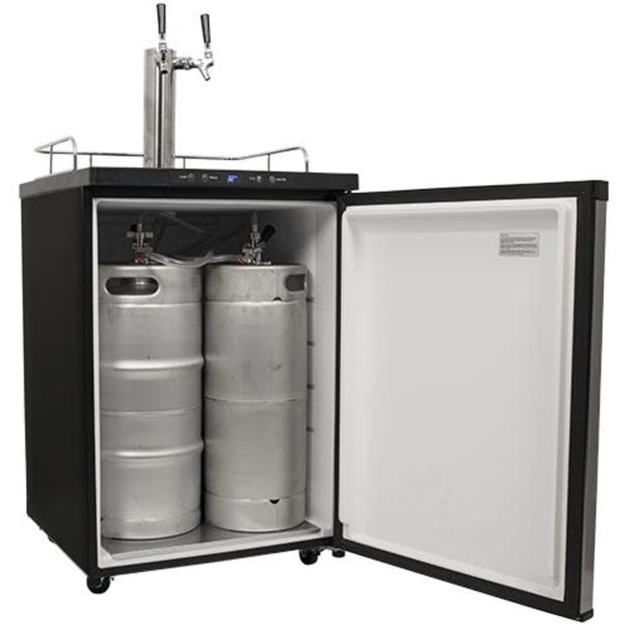 EdgeStar 24 Inch Wide Freestanding Double Tap Kegerator with Digital Display - KC3000BSSTWIN