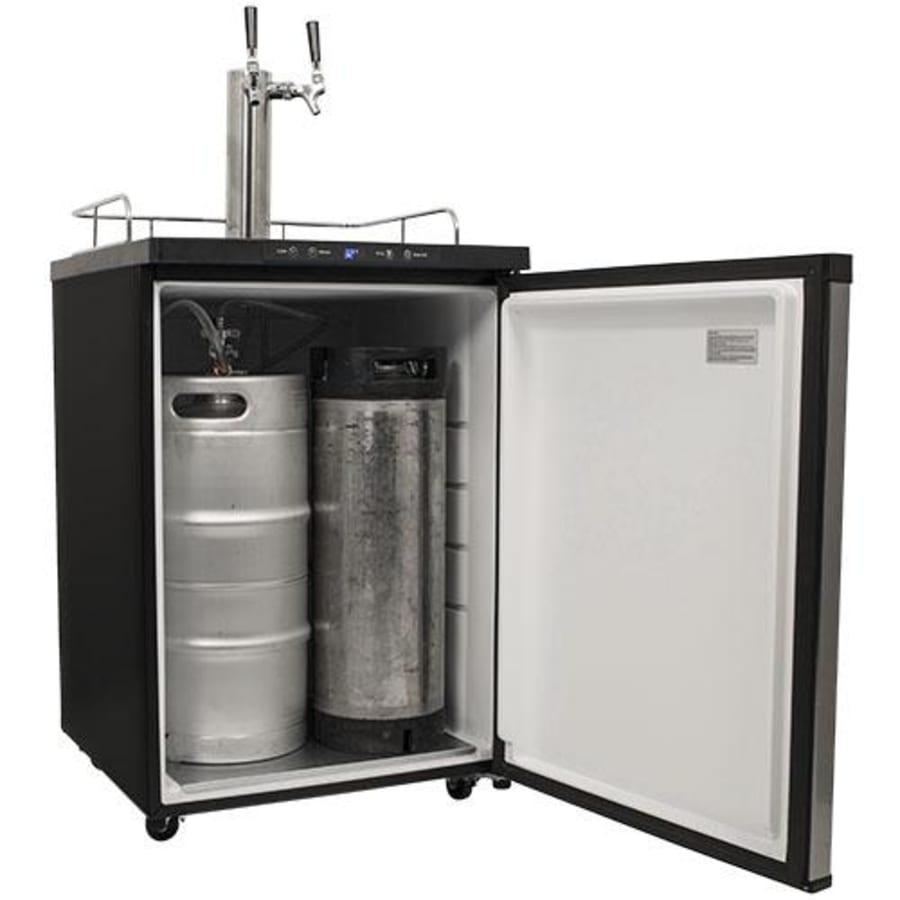 EdgeStar 24 Inch Wide Freestanding Double Tap Kegerator with Digital Display - KC3000BSSTWIN