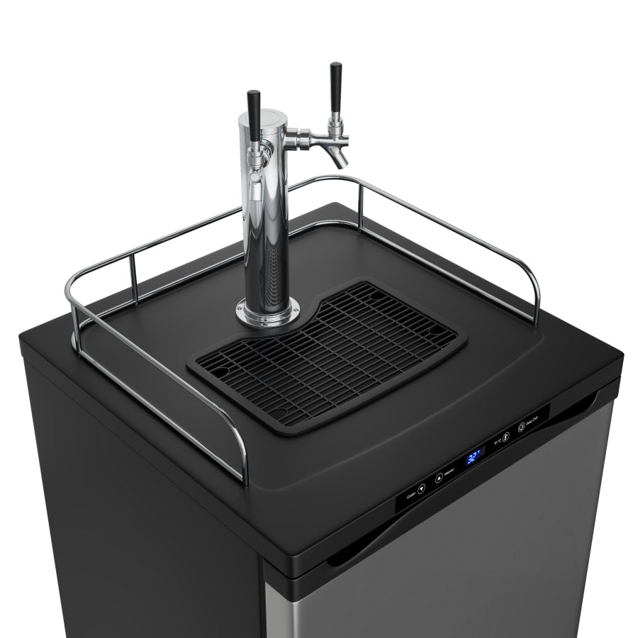 EdgeStar 24 Inch Wide Freestanding Double Tap Kegerator with Digital Display - KC3000BSSTWIN