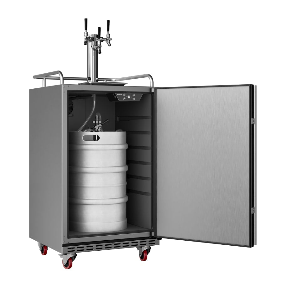 EdgeStar 24 Inch Wide Outdoor Triple Tap Kegerator for Full Size Kegs with Electronic Control Panel - KC7000BSSODTRIP