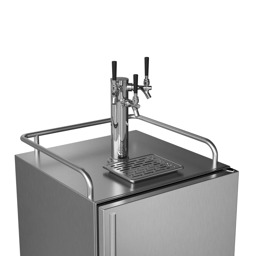 EdgeStar 24 Inch Wide Outdoor Triple Tap Kegerator for Full Size Kegs with Electronic Control Panel - KC7000BSSODTRIP