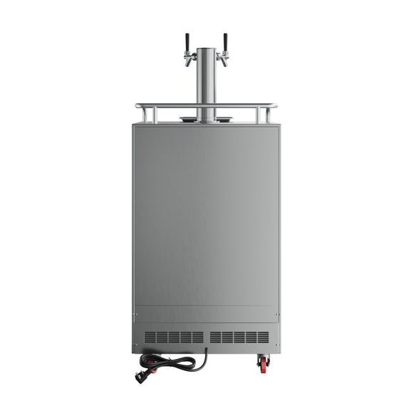 EdgeStar 24 Inch Wide Outdoor Double Tap Kegerator for Full Size Kegs with Electronic Control Panel - KC7000BSSODTWIN