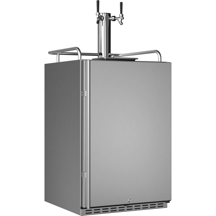 EdgeStar 24 Inch Wide Outdoor Double Tap Kegerator for Full Size Kegs with Electronic Control Panel - KC7000BSSODTWIN