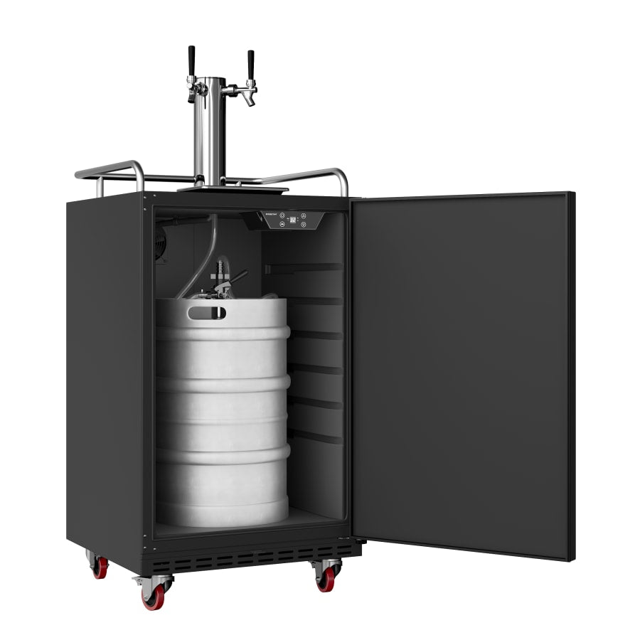 EdgeStar 24 Inch Wide Double Tap Kegerator for Full Size Kegs with Electronic Control Panel M- KC7000BBLTWIN