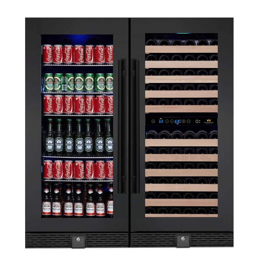 KingsBottle 56" Upright Wine And Beverage Fridge Center Cabinet Freestanding - KBU100BW3
