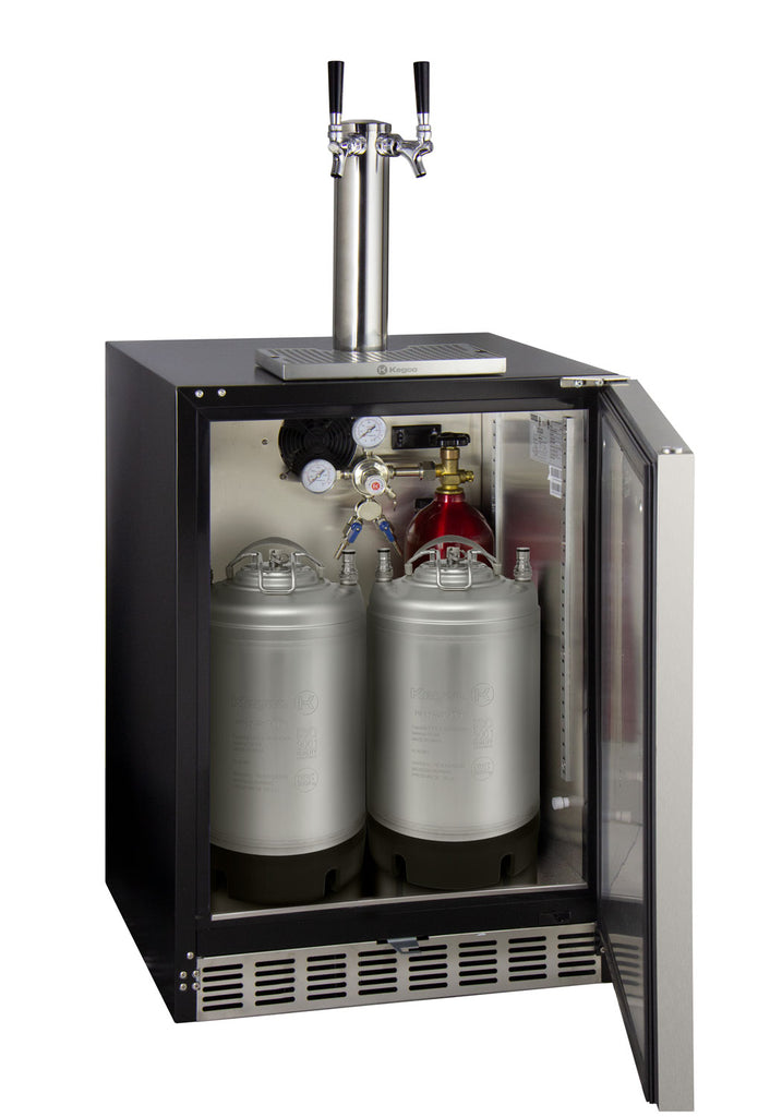 Kegco 24" Wide Dual Tap Stainless Steel Right Hinge Built-in ADA Kegerator with Kit - HK48BSA-2