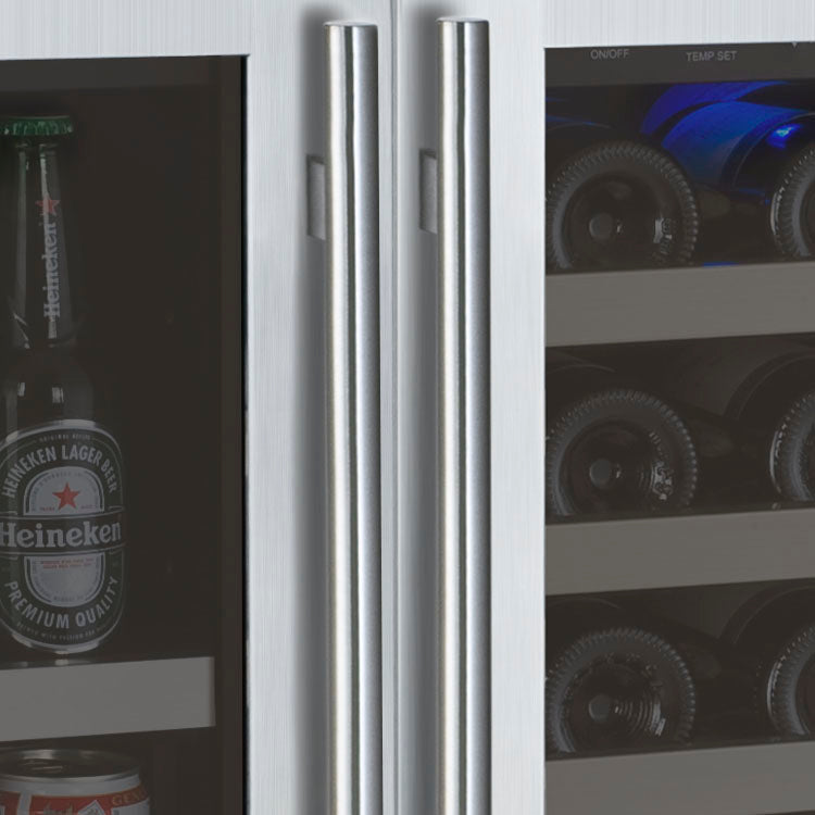 Allavino 30" Wide FlexCount II Tru-Vino 30 Bottle/88 Can Dual Zone Stainless Steel Side-by-Side Wine Refrigerator/Beverage Center - 3Z-VSWB15-2S20