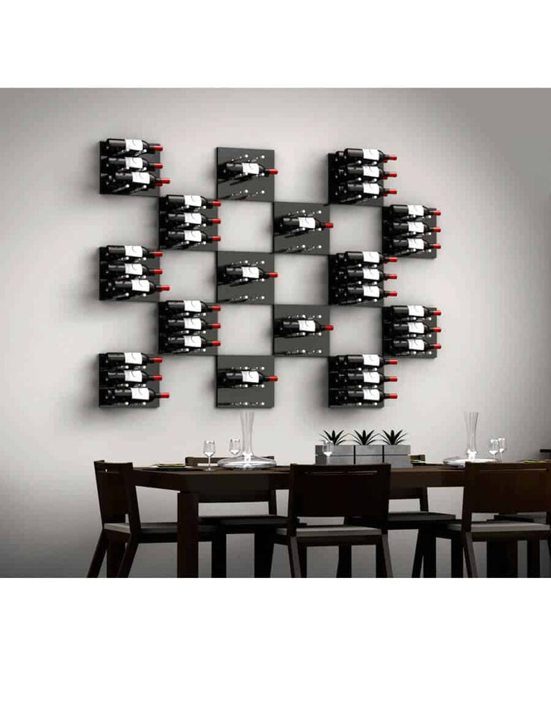 Ultra Wine Racks Fusion Panel Wine Rack—Black Acrylic - Double Depth - 6 Bottles