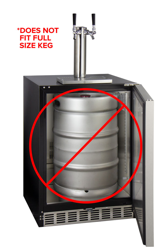 Kegco 24" Wide Dual Tap Stainless Steel Right Hinge Built-in ADA Kegerator with Kit - HK48BSA-2
