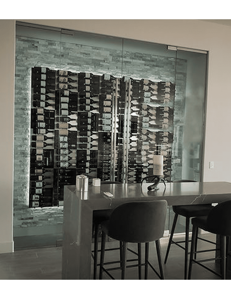 Ultra Wine Racks Fusion Panel Wine Rack—Black Acrylic - Double Depth - 6 Bottles