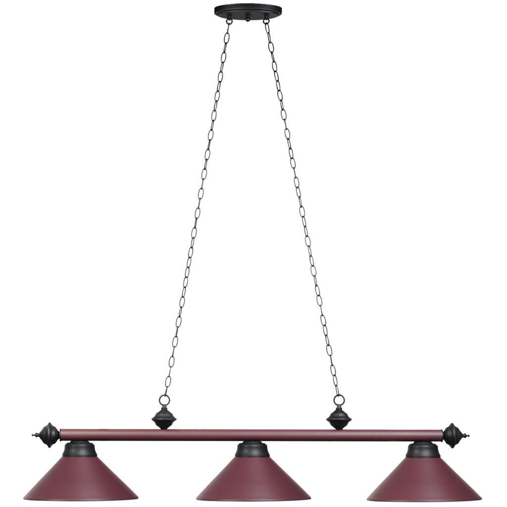 RAM Game Room 54" 3LT Billiard Light - Matte Burgundy - PR54 MBG