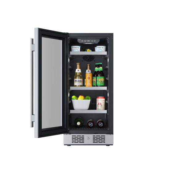 Avallon 15 Inch Wide 86 Can Beverage Center with LED Lighting - ABR151BLSS