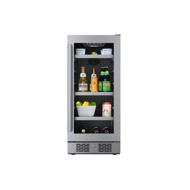 Avallon 15 Inch Wide 86 Can Beverage Center with LED Lighting - ABR152SGRH