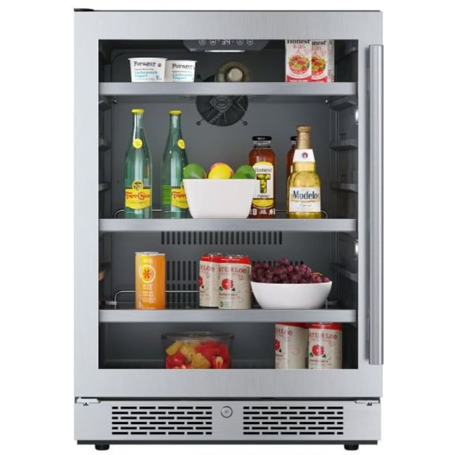 Avallon 24 Inch Wide 140 Can Energy Efficient Beverage Center with LED Lighting, Double Pane Glass, Touch Control Panel and Left Swing Door - ABR242SGLH