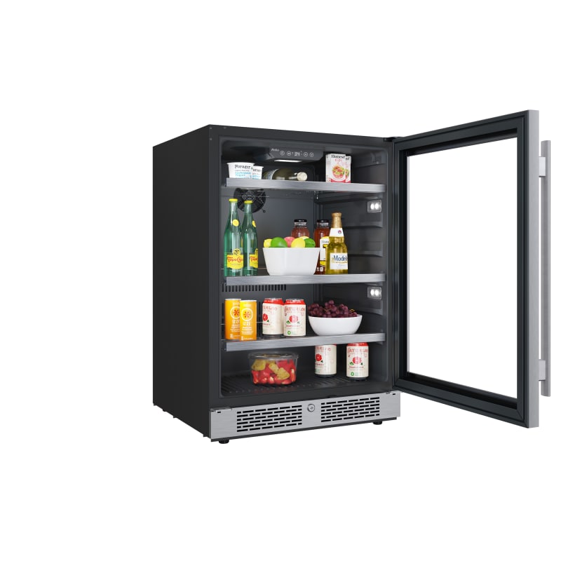 Avallon 24 Inch Wide 140 Can Energy Efficient Beverage Center with LED Lighting, Double Pane Glass, Touch Control Panel and Right Swing Door - ABR242SGRH