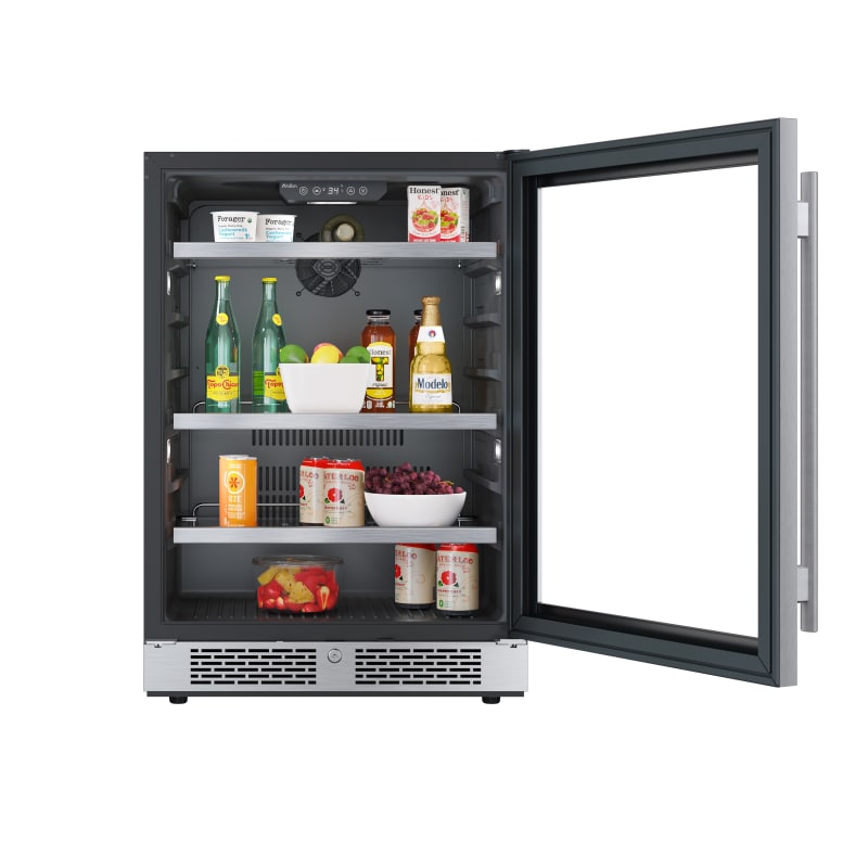 Avallon 24 Inch Wide 140 Can Energy Efficient Beverage Center with LED Lighting, Double Pane Glass, Touch Control Panel and Right Swing Door - ABR242SGRH