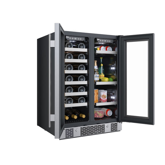 Avallon 24 Inch Wide 21 Bottle Capacity and 64 Can Capacity Beverage Center with LED Lighting and Double Pane Glass - AWBC242GGFD