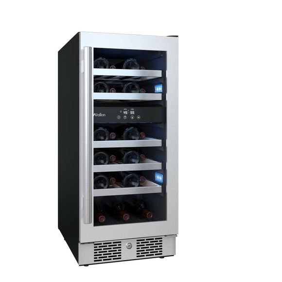 Avallon 15 Inch Wide 23 Bottle Capacity Dual Zone Wine Cooler with Right Swing Door Model - AWC152DZRH