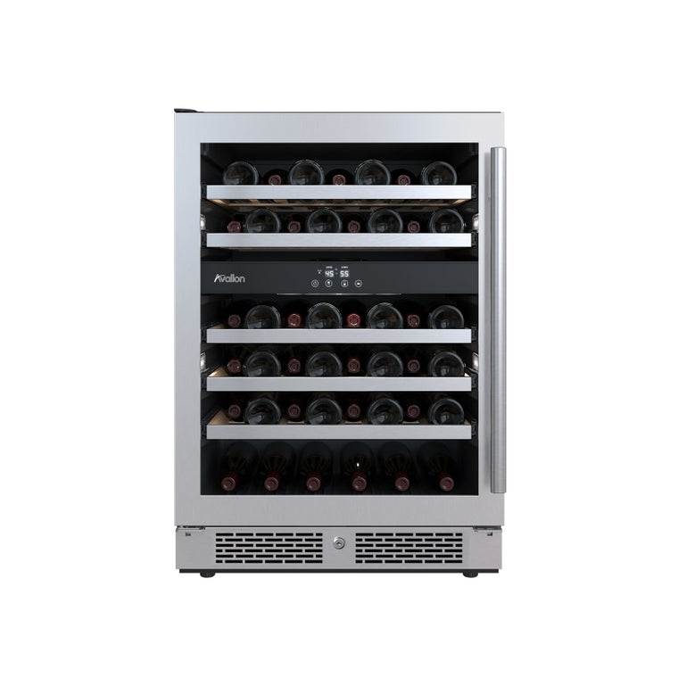 Avallon 24 Inch Wide 45 Bottle Capacity Dual Zone Wine Cooler with Left Swing Door - AWC242DZLH