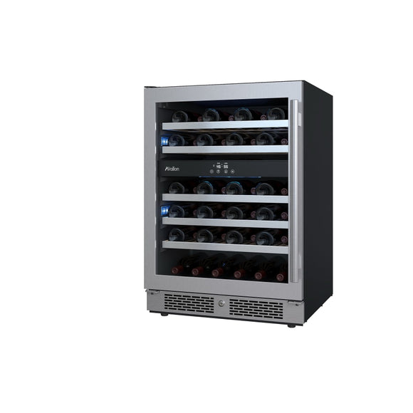 Avallon 24 Inch Wide 45 Bottle Capacity Dual Zone Wine Cooler with Left Swing Door - AWC242DZLH