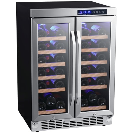 EdgeStar 24 Inch Wide 36 Bottle Built-In Wine Cooler with Dual Cooling Zones and French Doors - CWR362FD - Wine Cooler City